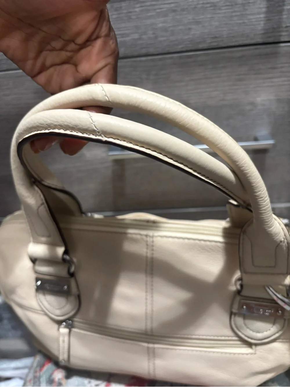 Tignanello Cream Leather Satchel